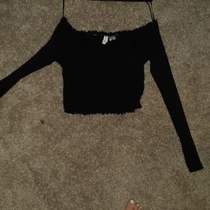 Black over the shoulder crop top